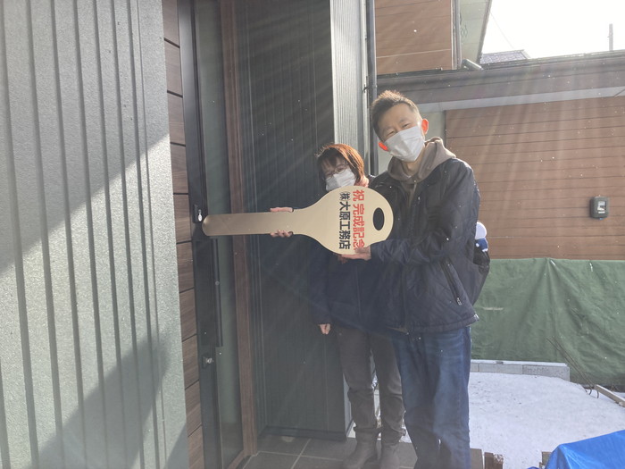 お引き渡し式を行いました。おめでとうございます！郡山市喜久田町　新築注文住宅　S様邸です。