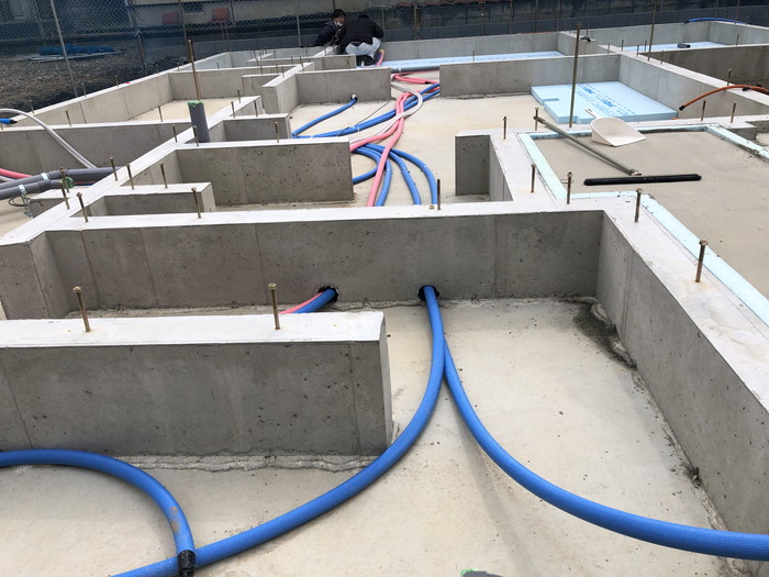 給水の先行配管を行いました！！郡山市小原田　新築注文住宅　M様邸です。