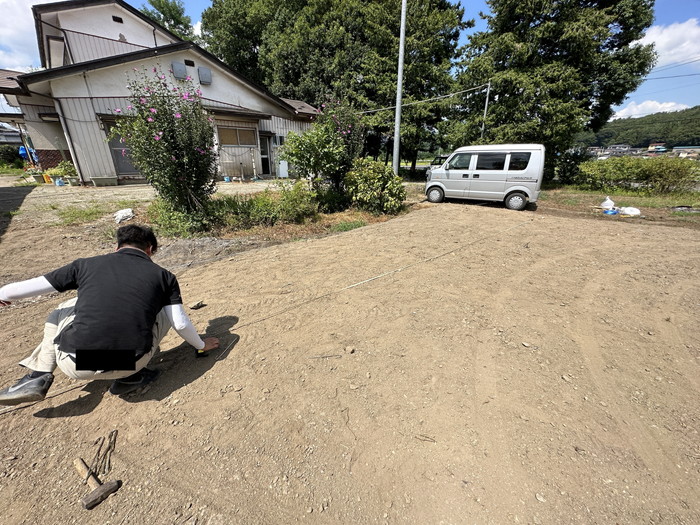 地鎮祭の準備、地縄張りを行いました。白河市　新築注文住宅　W様邸です。