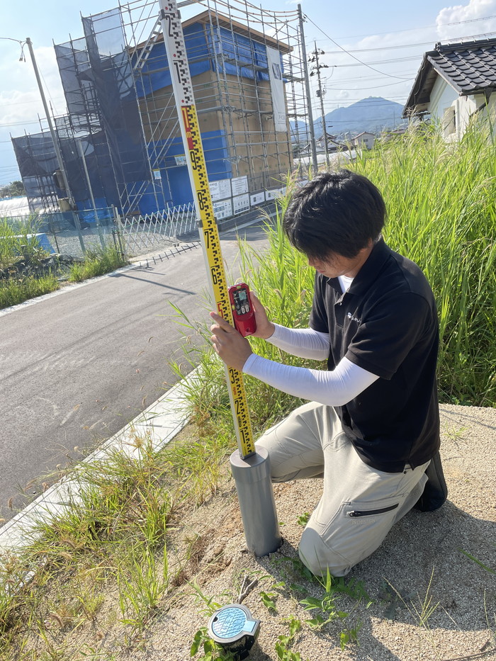 敷地調査の様子です！本宮市高木　新築注文住宅K様邸