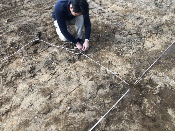 地縄張りを行いました。新築注文住宅　鏡石町　H様邸