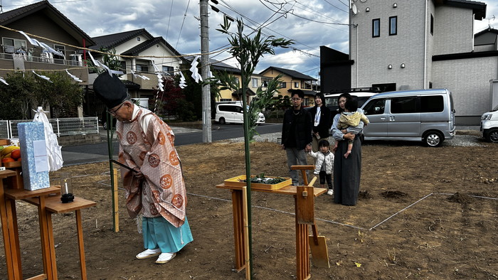 地鎮祭を行いました！おめでとうございます！鏡石町　新築注文住宅　H様邸です。