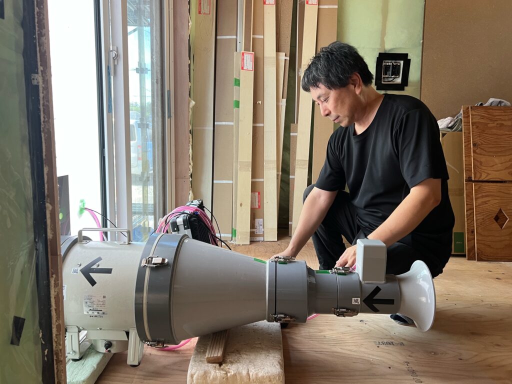 気密施工、検査を行いました！郡山市　新築注文住宅　A様邸です。