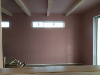 漆喰塗壁進んでいます。郡山市富田町 新築住宅 I様邸です。