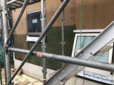 面材耐力壁と水切りシートが施工されたところです。郡山市富田町T様邸| 郡山市 新築住宅 大原工務店のブログ
