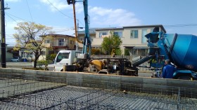 郡山市 新築 基礎工事 ベースコンクリート打設